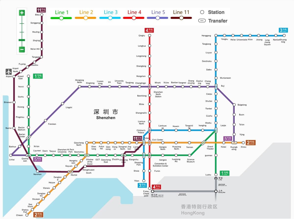 Shenzhen metro harta 2016